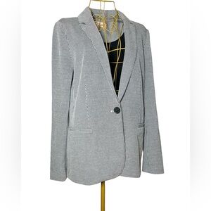 Philosophy Black & White Stripe One-Button Classic Blazer, Large